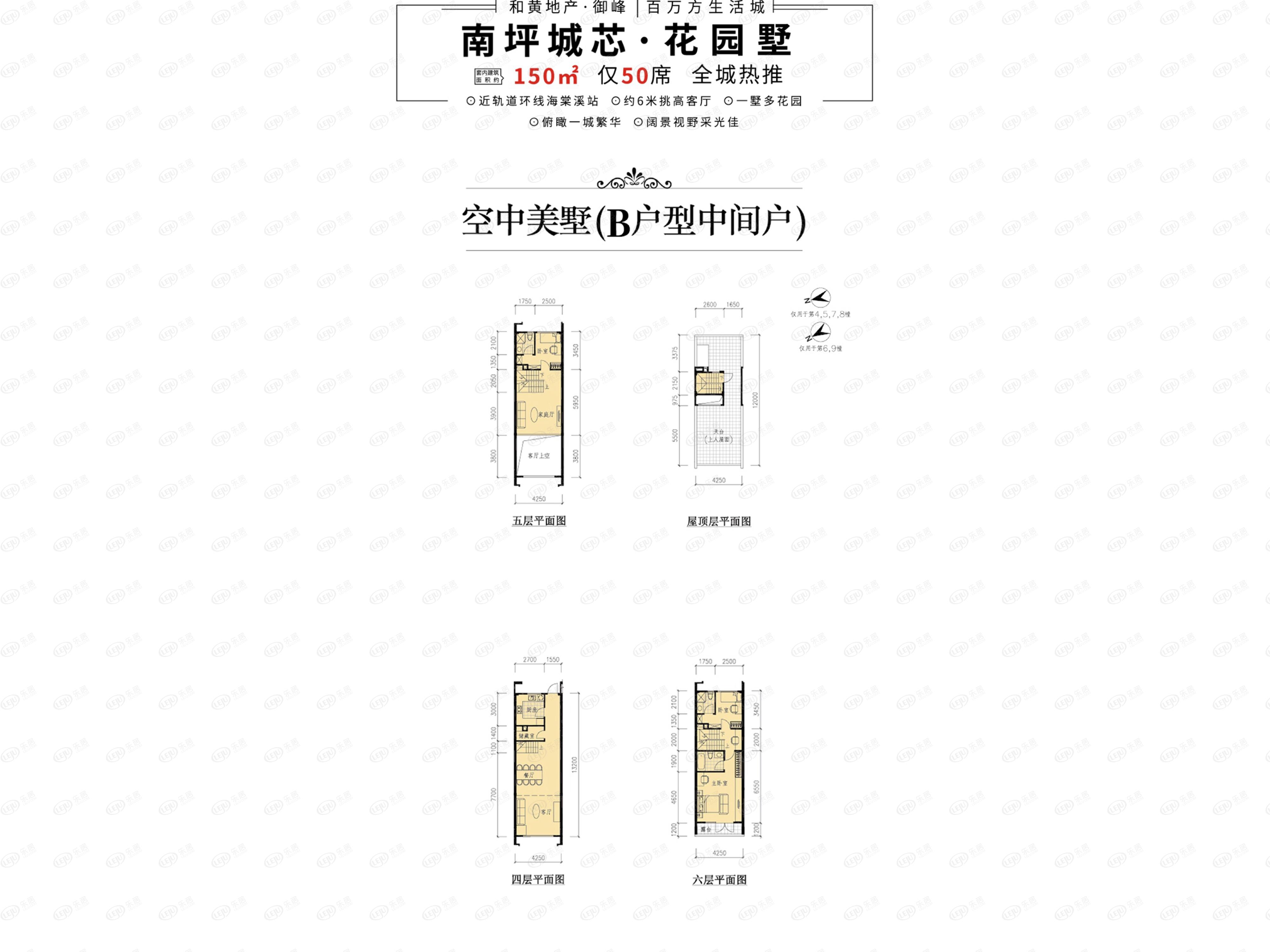 和黄地产御峰空中美墅(b户型中间层)户型图