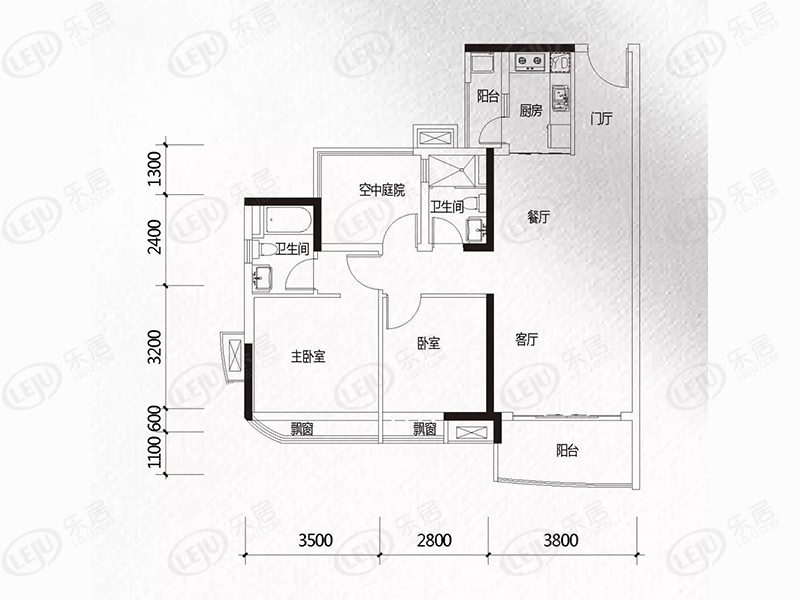 三水钧明汇冠军城2室2厅2卫户型图 - 佛山乐居