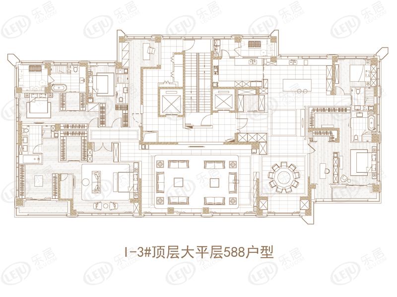 绿地海珀外滩i3顶楼大平层户型图