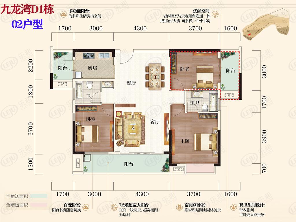 九龙湾d1栋02户型户型图