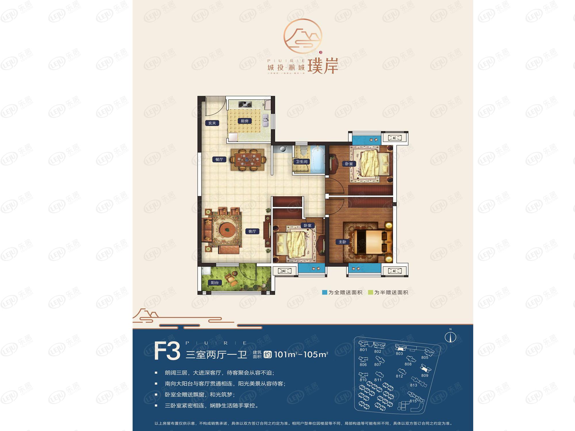 城投瀚城璞岸f3户型户型图