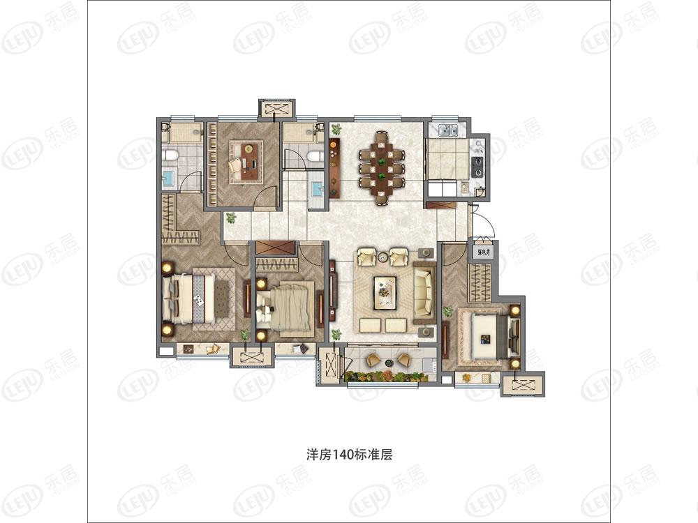 新城悦隽首府洋房140户型图