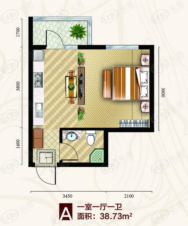 a户型 一室一厅一卫