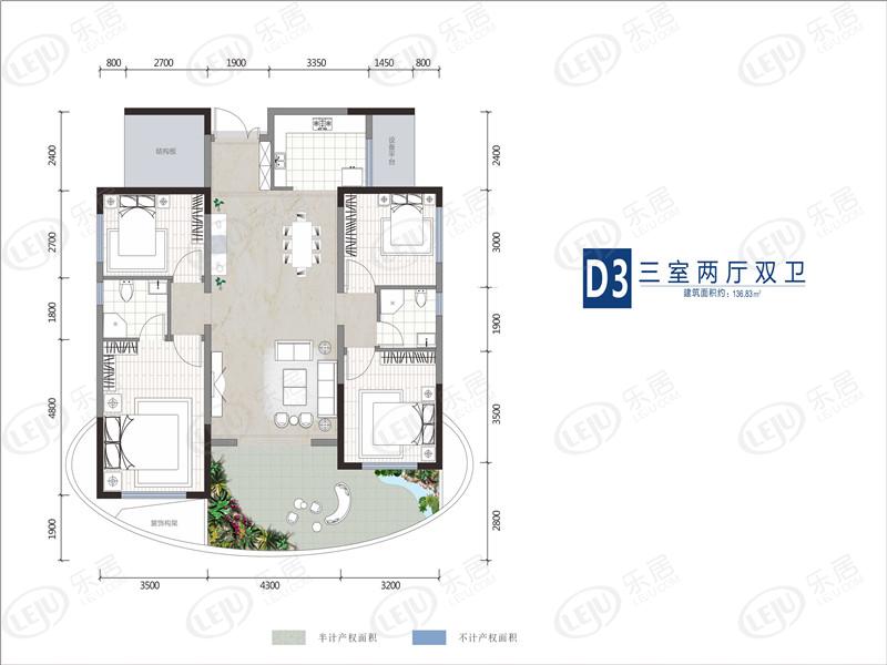 三溪.江湾城4室2厅2卫户型图 - 泸州乐居