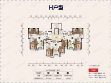 呼和浩特恒大文化旅游城3室2厅2卫户型图