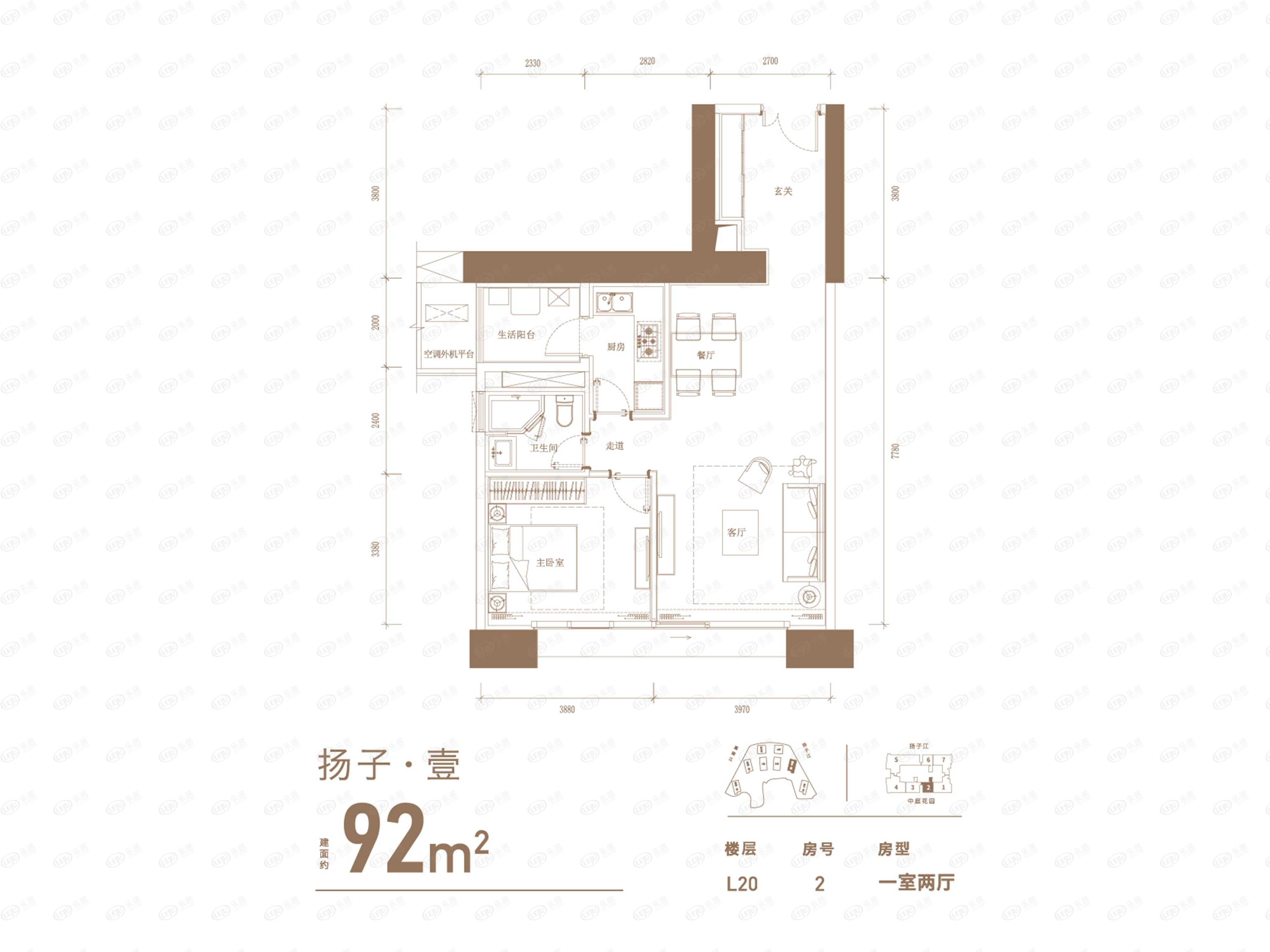 重庆来福士住宅l20楼层6号房户型图