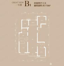 唐山新世界中心B1户型 4室2厅3卫 约179平户型图