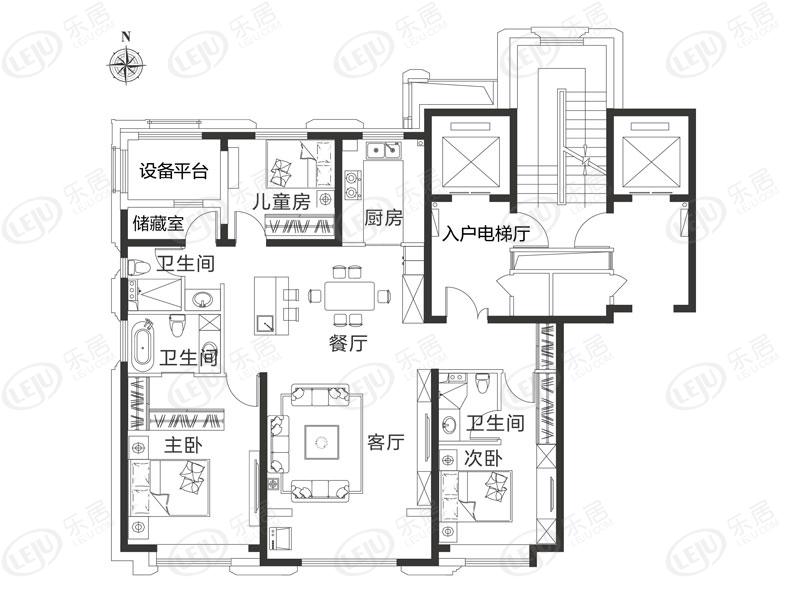 绿地海珀云翡158平米户型户型图