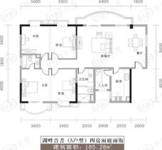 紫菘名门房型: 四房;  面积段: 167 －185 平方米;户型图