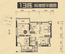广州时代倾城13栋标准层06单元户型图