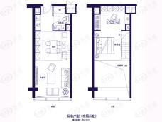 粤海广场54-67平米复式住宅户型图