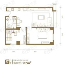 京隆国际公寓二房一厅一卫-73平米户型图