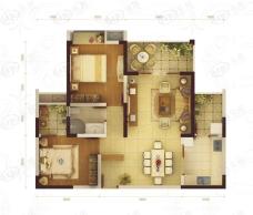 玺龙湾2011在售D  两室两厅单卫；建筑面积约：85.37㎡户型图