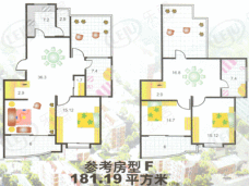 祜欣公寓房型: 复式;  面积段: 171.55 －181.19 平方米;
户型图