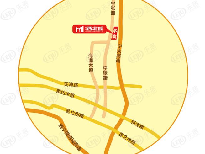 青海西北城位置交通图