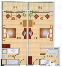 浮山天籁精美式公寓EF户型1室1卫户型图