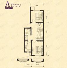 儒林庭枫多层A1户型 两室两厅一卫户型图