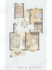 鑫龙苑二期房型: 二房;  面积段: 82 －109 平方米;
户型图