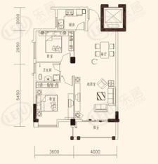 宜家·龙臣房型: 二房;  面积段: 85.2 －92.4 平方米;户型图